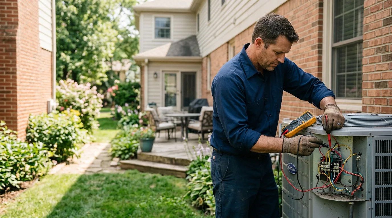 HVAC technician working near La Cygne, KS